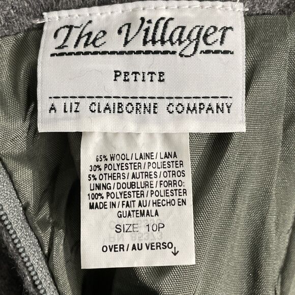 Villager by Liz Claiborne Gray Wool Skirt Sz 10P Vintage Lined Fall Cottagecore - Picture 7 of 10